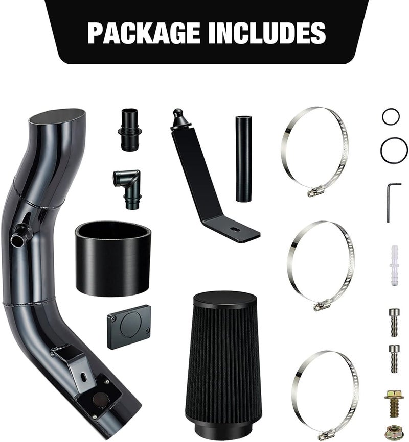 SPELAB Store مجموعة سحب هواء بارد متوافقة مع فورد 2003-2007 6.0L باورستروك ديزل F250 F350 F450 F550 (أسود) - Image 2